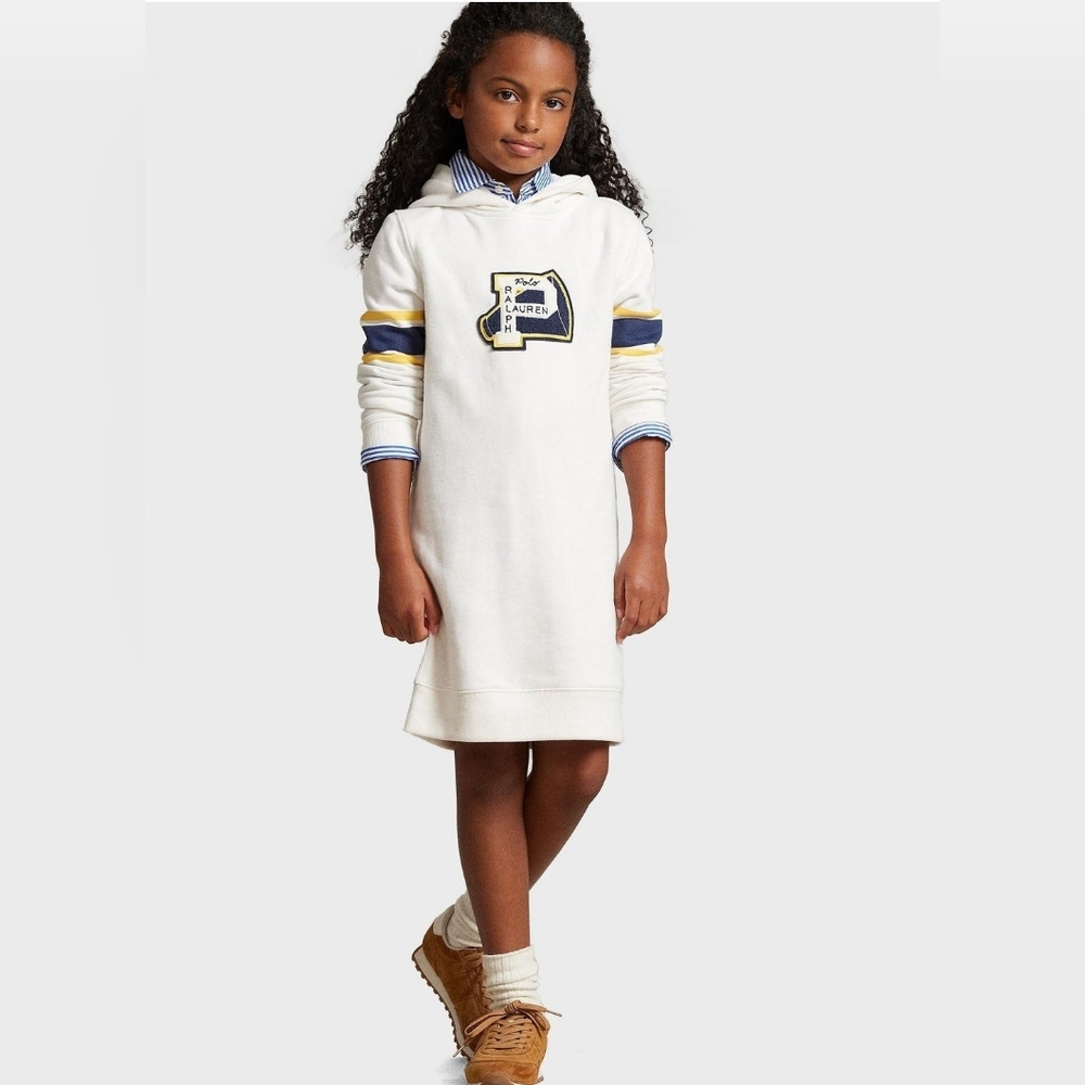 Ralph Lauren Letterman-Patch Fleece Hoodie Dress Size 4T